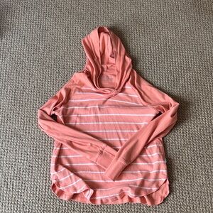 Eddie Bauer Coral and White Striped Hoodie